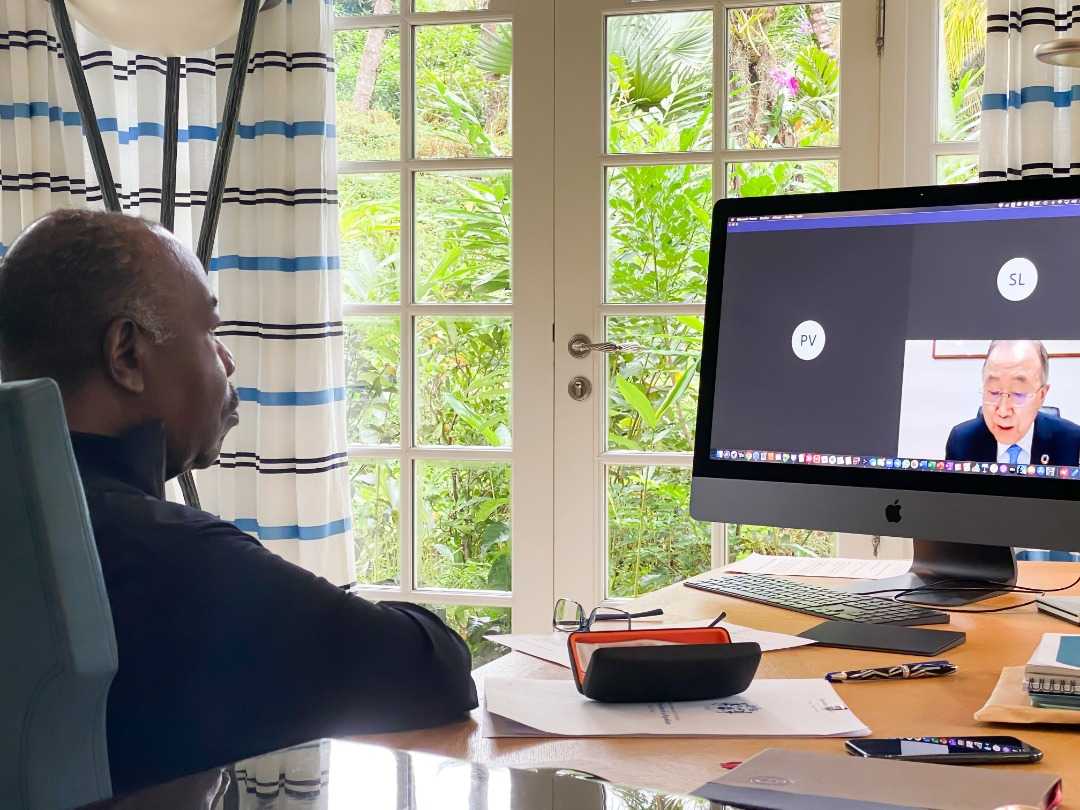 Medias241.com-gabon-CLIMAT ET COVID-19 AU COEUR DES ÉCHANGES ENTRE ALI BONGO ONDIMBA ET BAN KI MOON